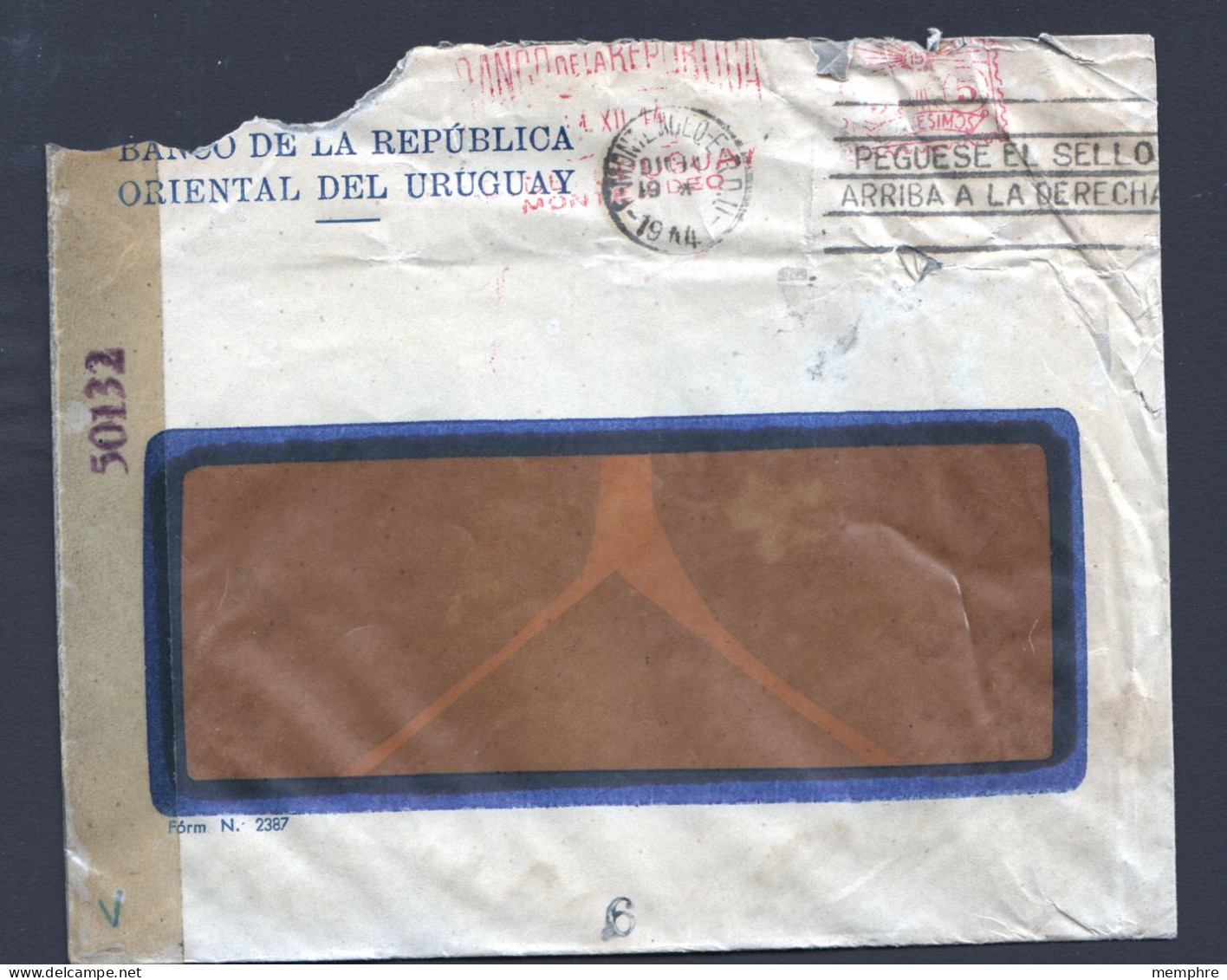 1944  Letter To USA  - USA Censor Tape - Uruguay