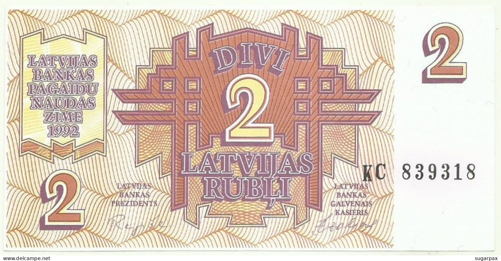 Latvia - 2 Rubli - 1992 - Pick: 36 - Unc. - Serie KC - Letónia - Lettland