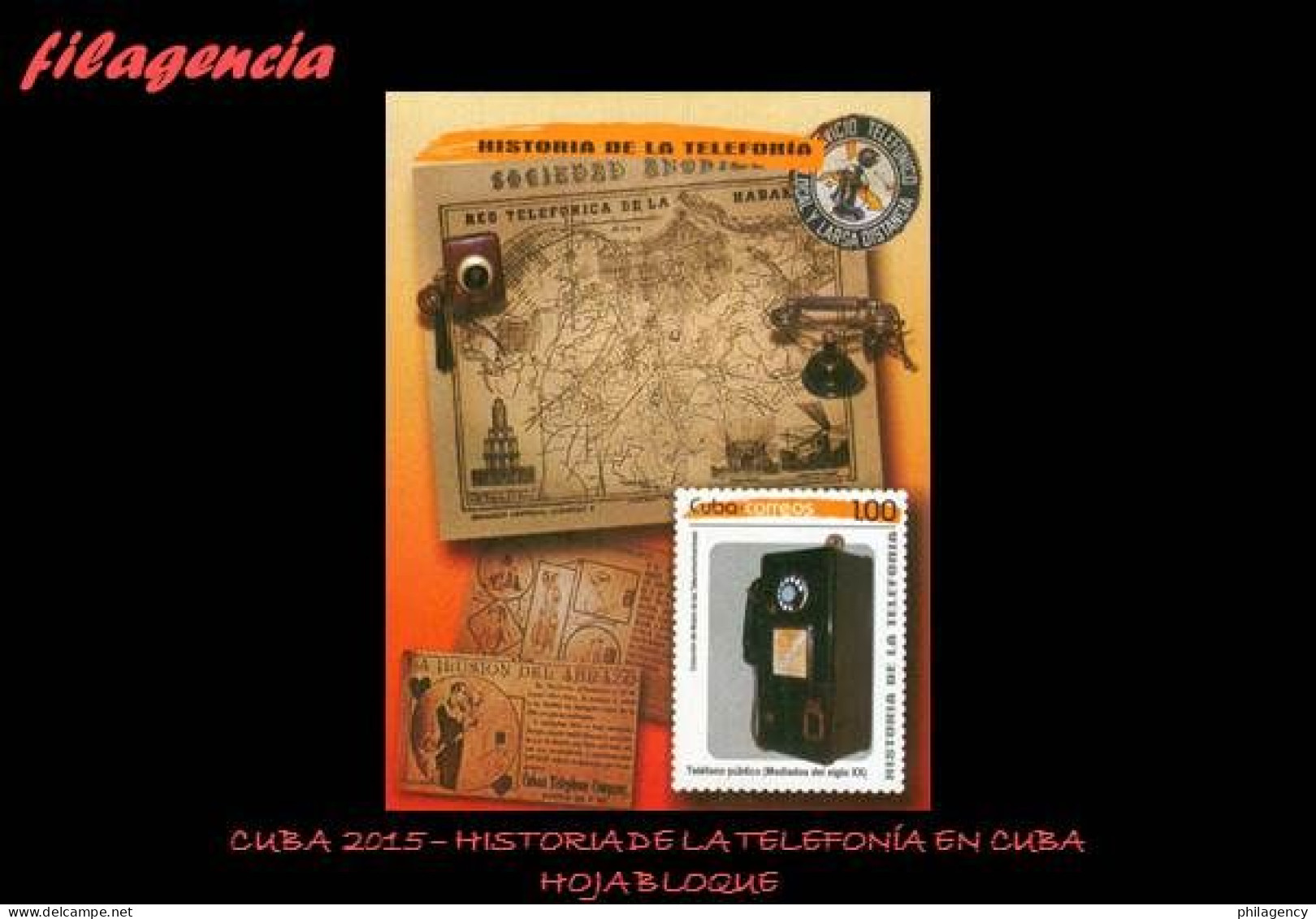 CUBA MINT. 2015-27 HISTORIA DE LA TELEFONÍA EN CUBA. HOJA BLOQUE - Neufs