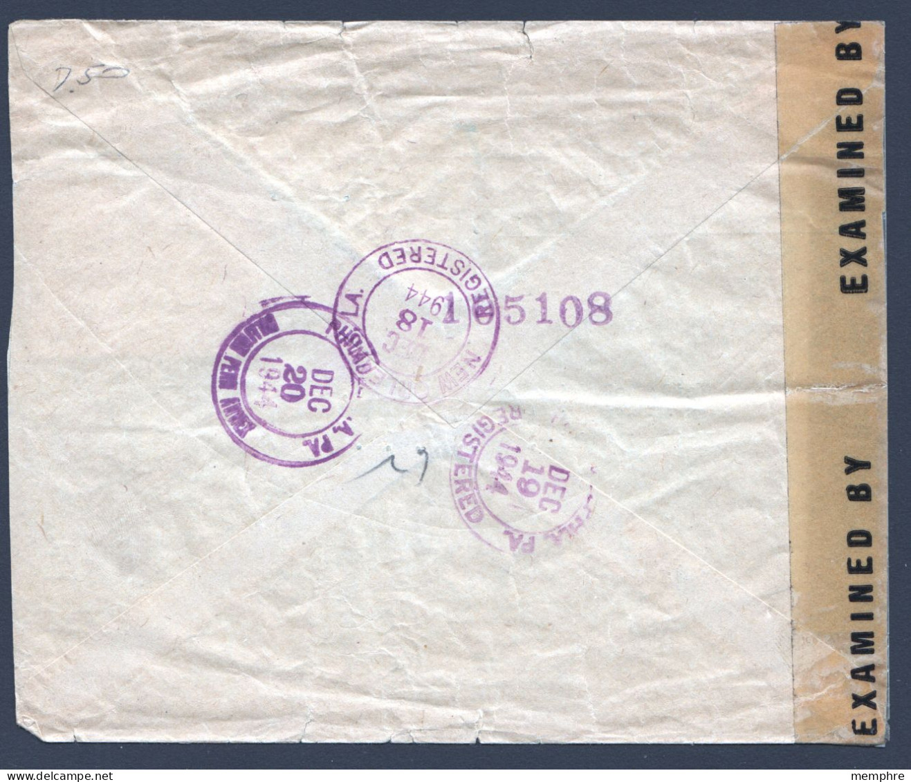 1944  Registered  Letter To USA  - USA  Censor Tape - Nicaragua