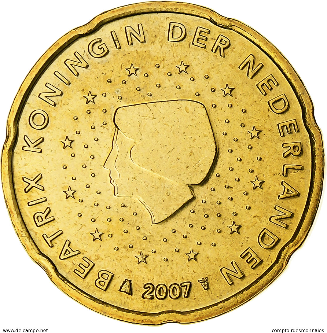 Pays-Bas, Beatrix, 20 Euro Cent, 2007, Utrecht, BU, SPL+, Or Nordique, KM:238 - Pays-Bas