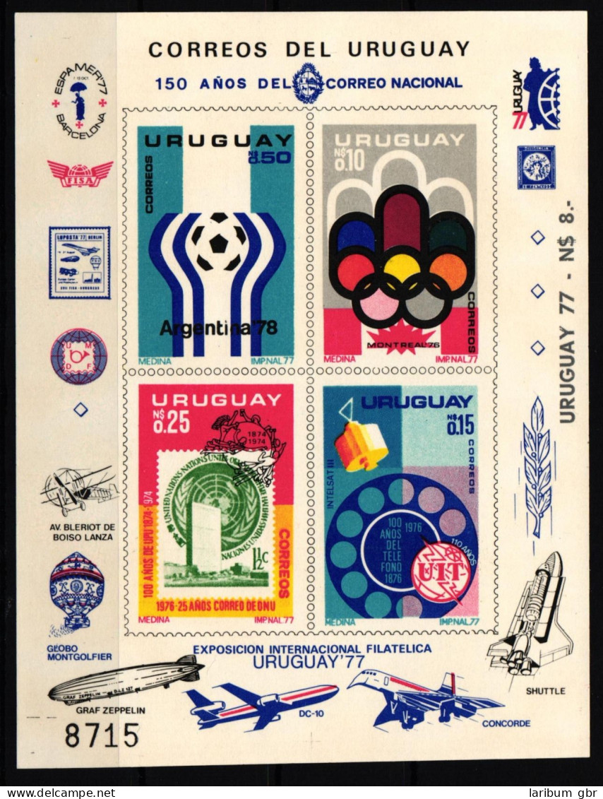 Uruguay 1402-1405 Postfrisch Als Sonderblatt UREXPO 77 #JY095 - Uruguay
