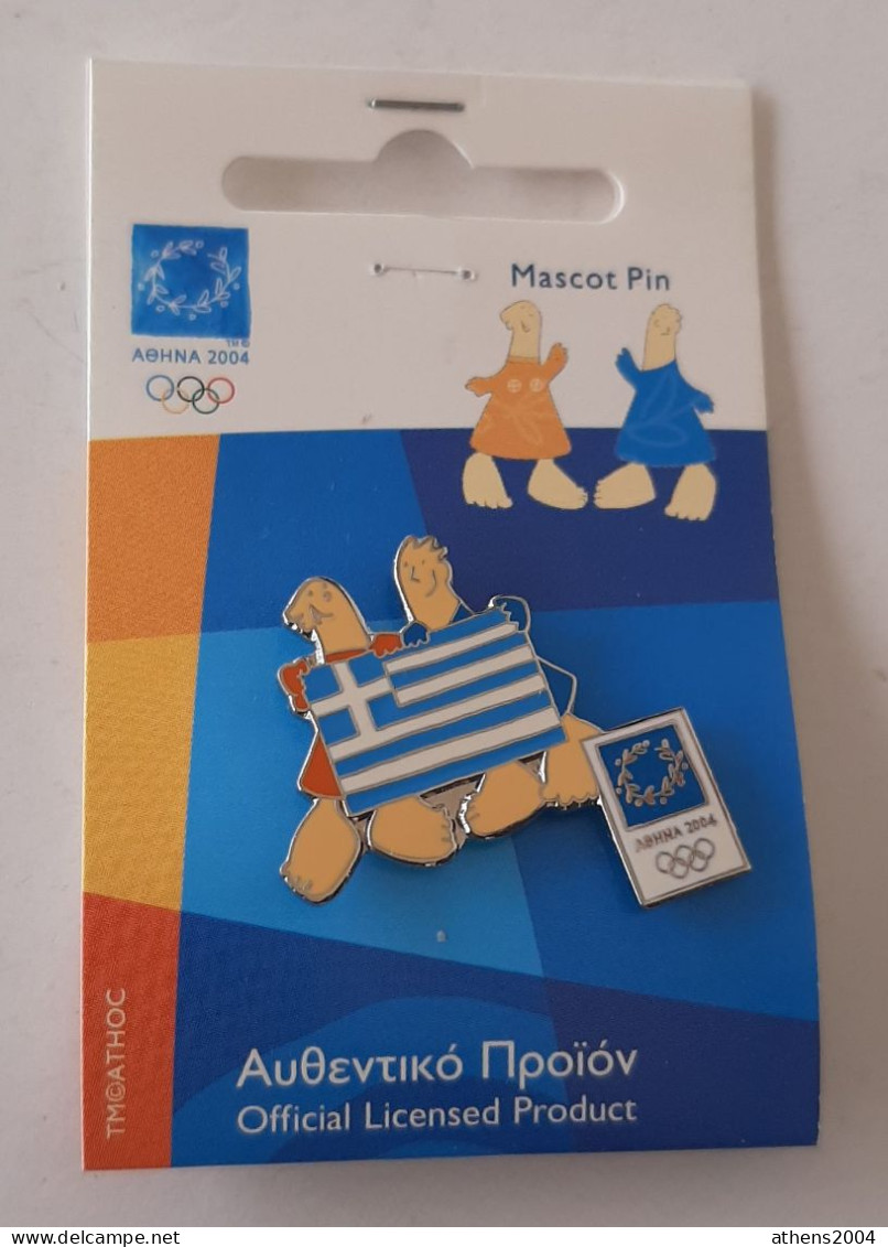 @ Athens 2004 Olympic Games - Spinner Balls - Full Set Of 3 Pins With Mascots And Flags - Olympic Games