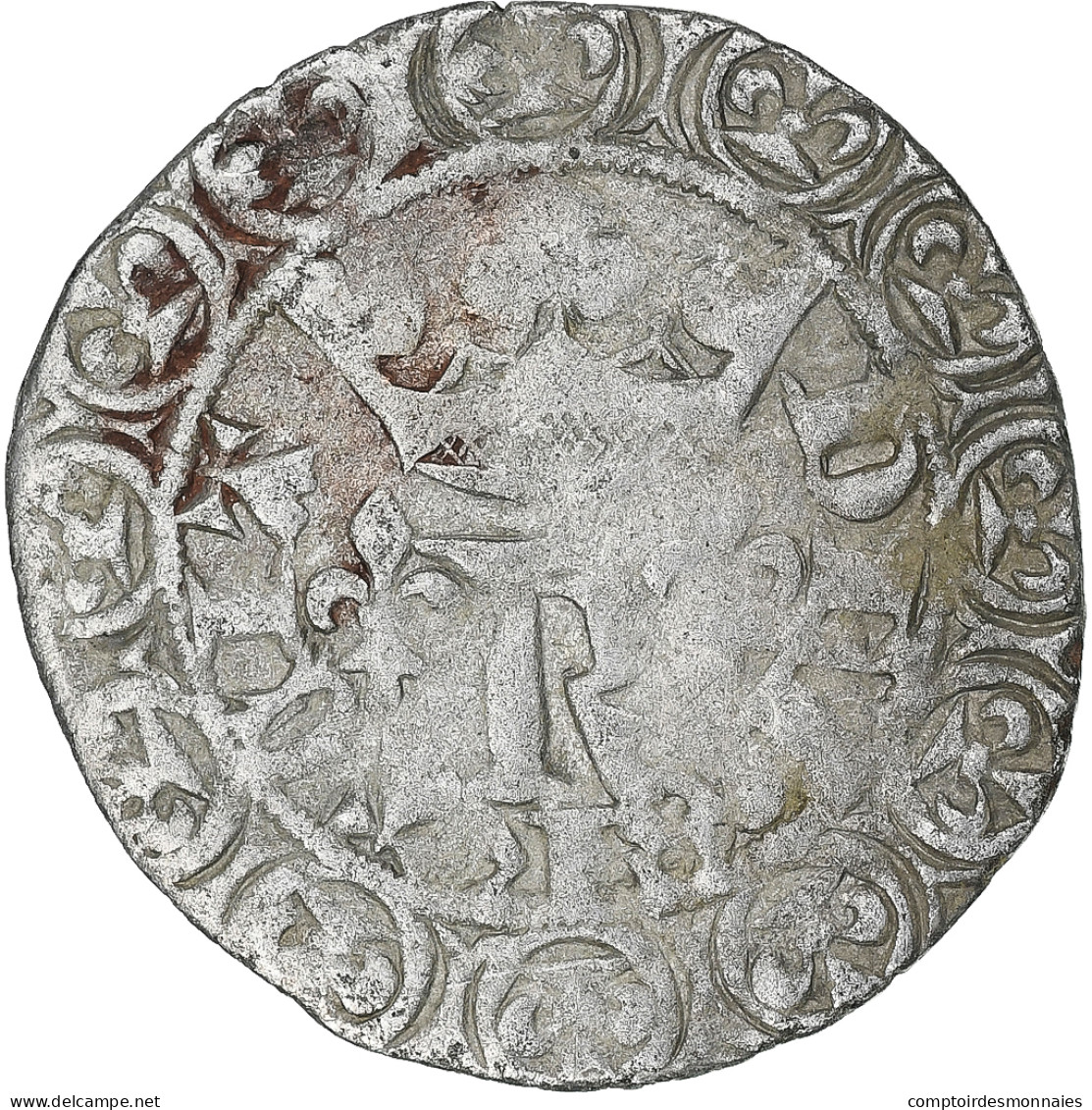 France, Charles V, Blanc Au K, 1365-1380, Billon, TTB, Duplessy:363 - 1364-1380 Charles V The Wise