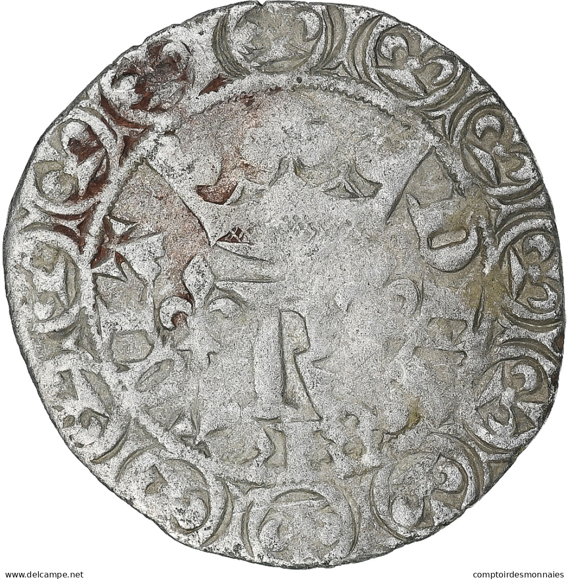 France, Charles V, Blanc Au K, 1365-1380, Billon, TTB, Duplessy:363 - 1364-1380 Karl V. Der Weise