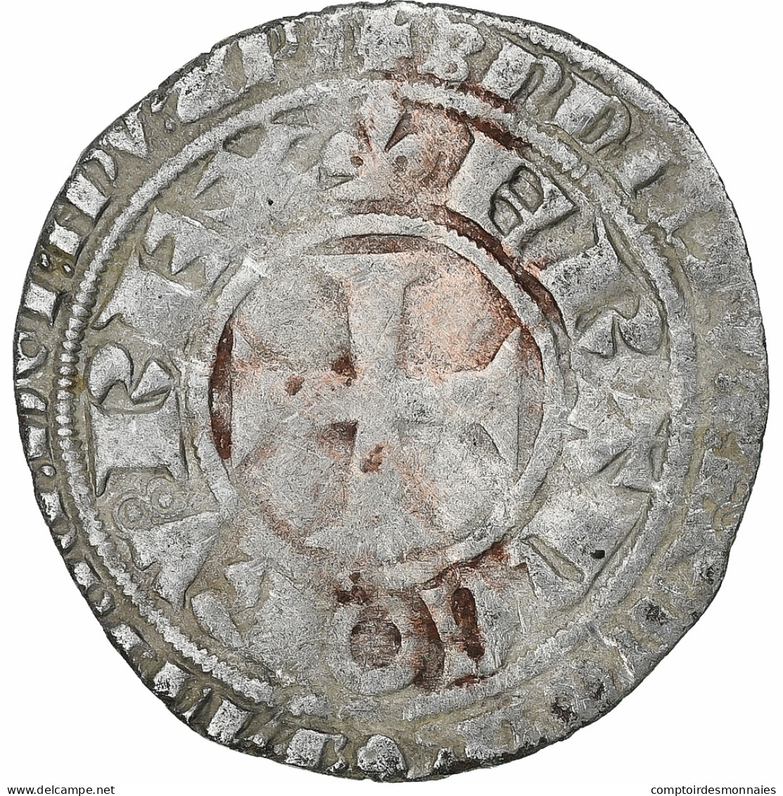 France, Charles V, Blanc Au K, 1365-1380, Billon, TTB, Duplessy:363 - 1364-1380 Charles V The Wise