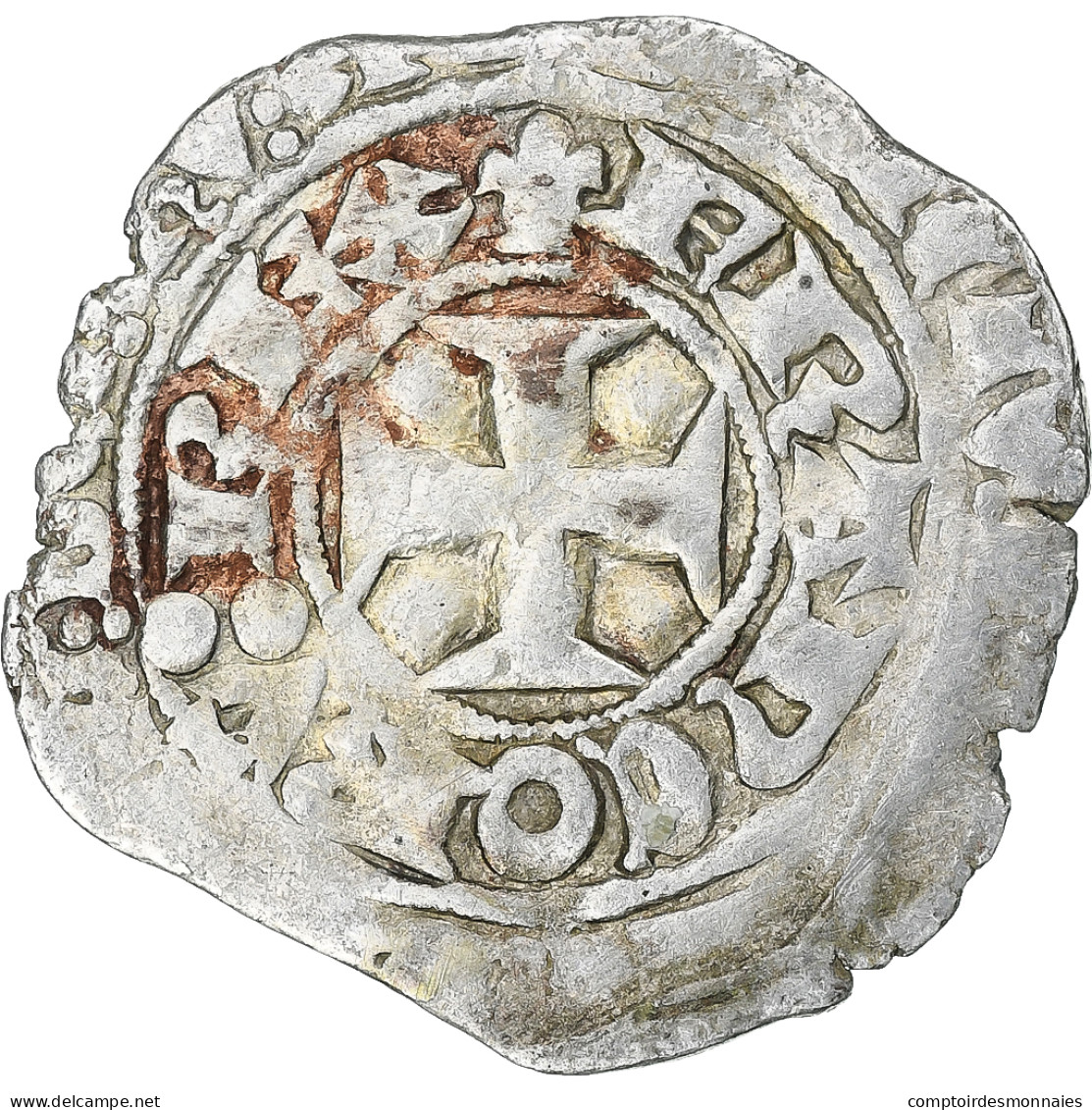 France, Charles V, Blanc Au K, 1365-1380, Billon, TB+, Duplessy:363 - 1364-1380 Charles V Le Sage