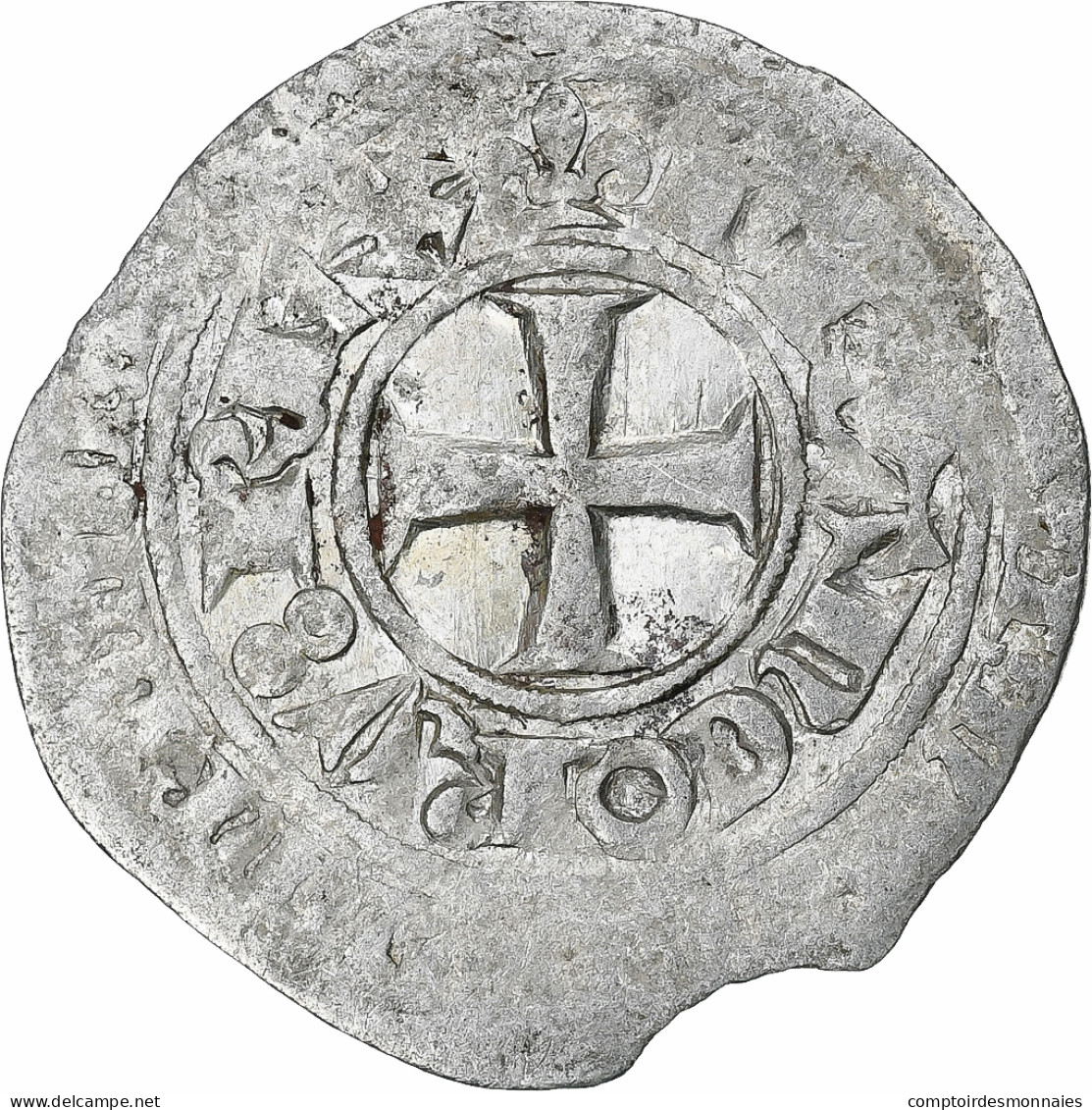 France, Charles V, Blanc Au K, 1365-1380, Billon, TB+, Duplessy:363 - 1364-1380 Carlos V El Sabio