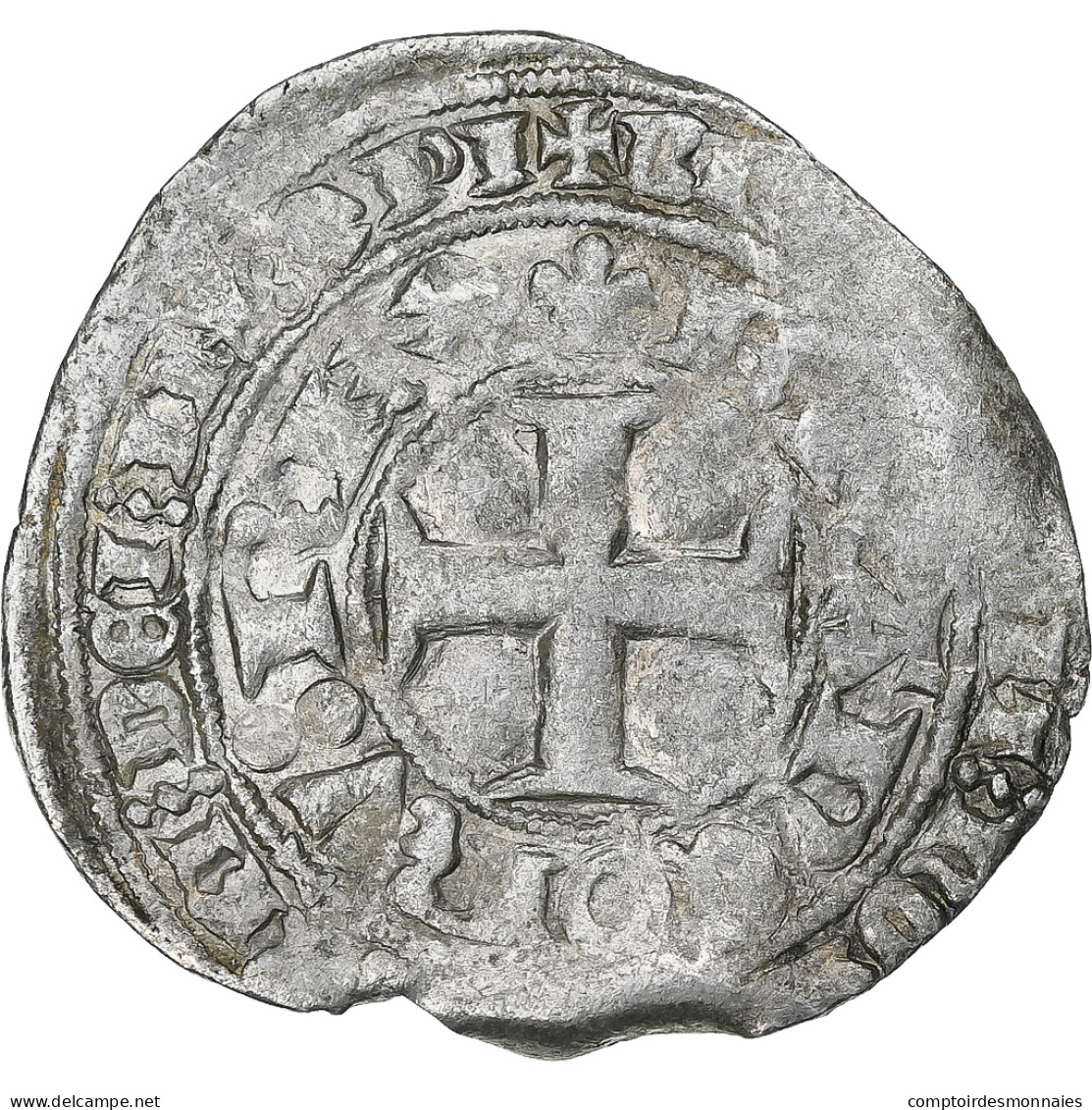 France, Charles V, Blanc Au K, 1365-1380, Billon, TB+, Duplessy:363 - 1364-1380 Karel V De Wijze