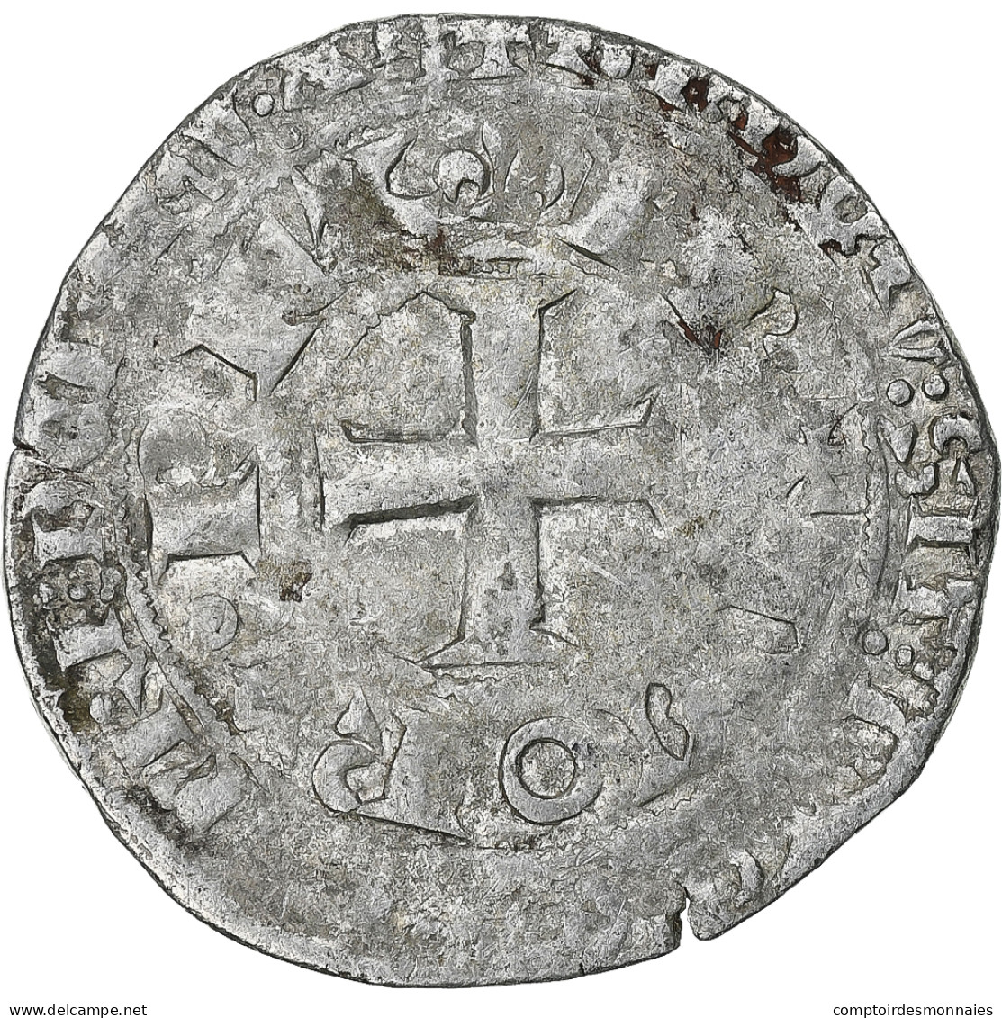 France, Charles V, Blanc Au K, 1365-1380, Billon, TB, Duplessy:363 - 1364-1380 Charles V The Wise