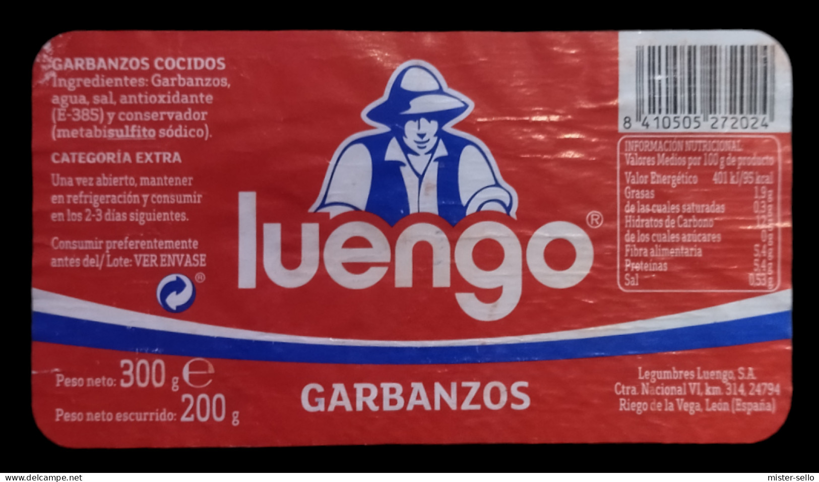 ETIQUETA DE GARBANZOS - LEGUMBRE LUENGO. - Fruit En Groenten