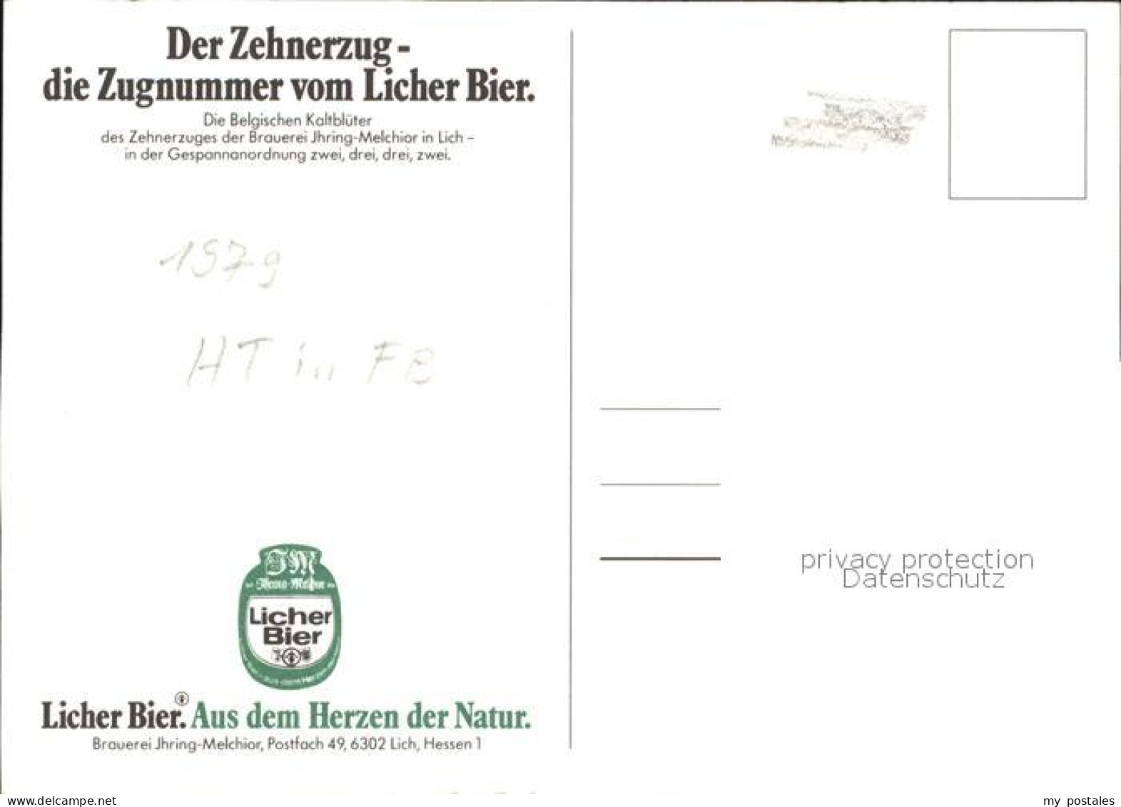 72600392 Lich Hessen Zehnerzug Licher Bier Belgische Kaltblueter Lich - Lich