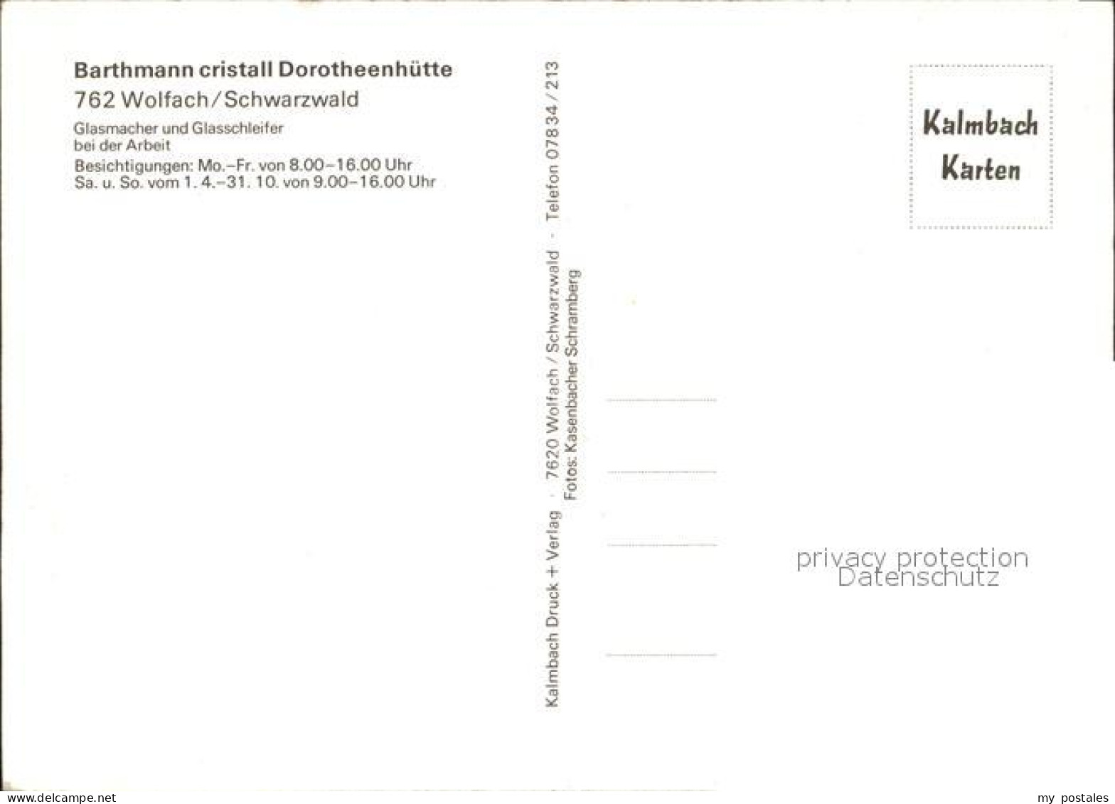 72599488 Wolfach Barthmann Cristall Dorotheenhuette Glasmacher Und Glasschleifer - Wolfach