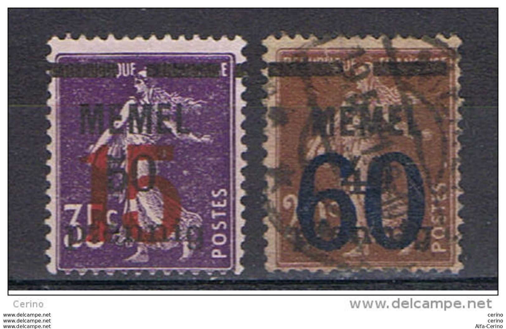 MEMEL:  1921/22  SOPRASTAMPATI  -  2  VAL. US. -  YV/TELL. 40 + 41 - Oblitérés