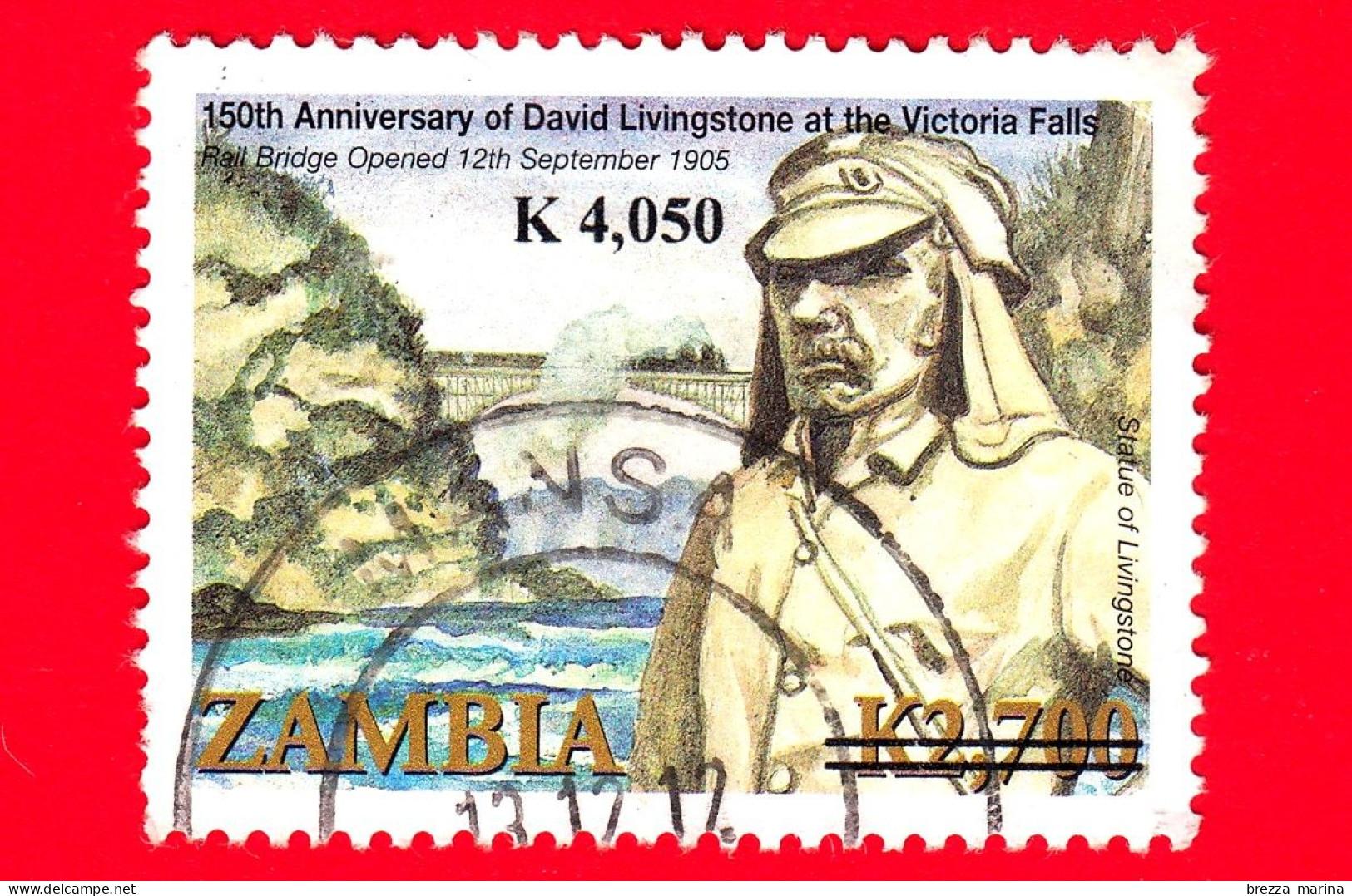 ZAMBIA  - Usato - 2009 - 150 Anniversario Di David Livingstone - 4050k On 2700k - Zambia (1965-...)