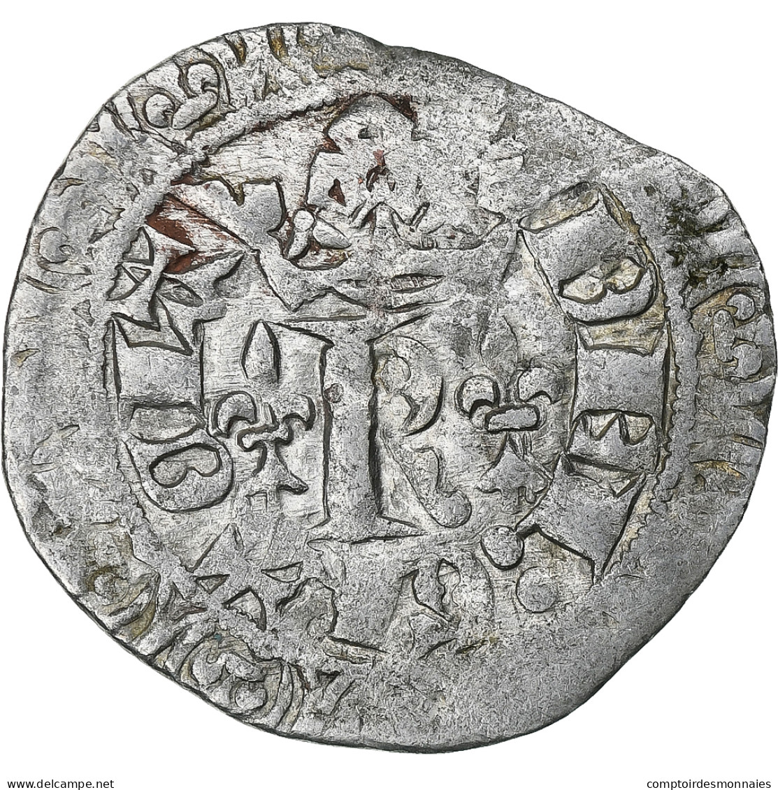 France, Charles V, Blanc Au K, 1365-1380, Billon, TTB, Duplessy:363 - 1364-1380 Karl V. Der Weise