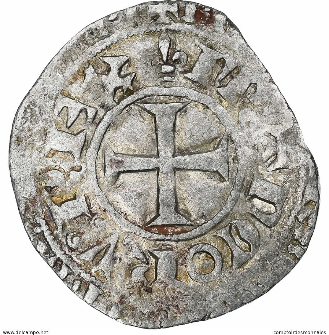 France, Charles V, Blanc Au K, 1365-1380, Billon, TTB, Duplessy:363 - 1364-1380 Karl V. Der Weise