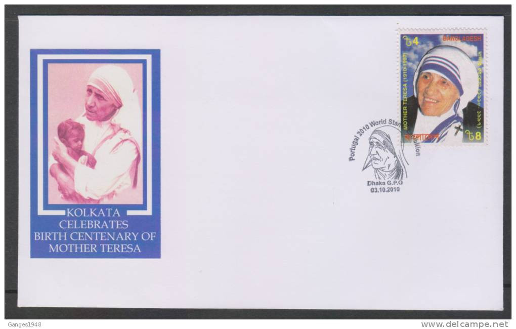 Bangladesh  2010  MOTHER TERESA   COVER With  STICKER PHOTO  & CACHET #26967 - Madre Teresa