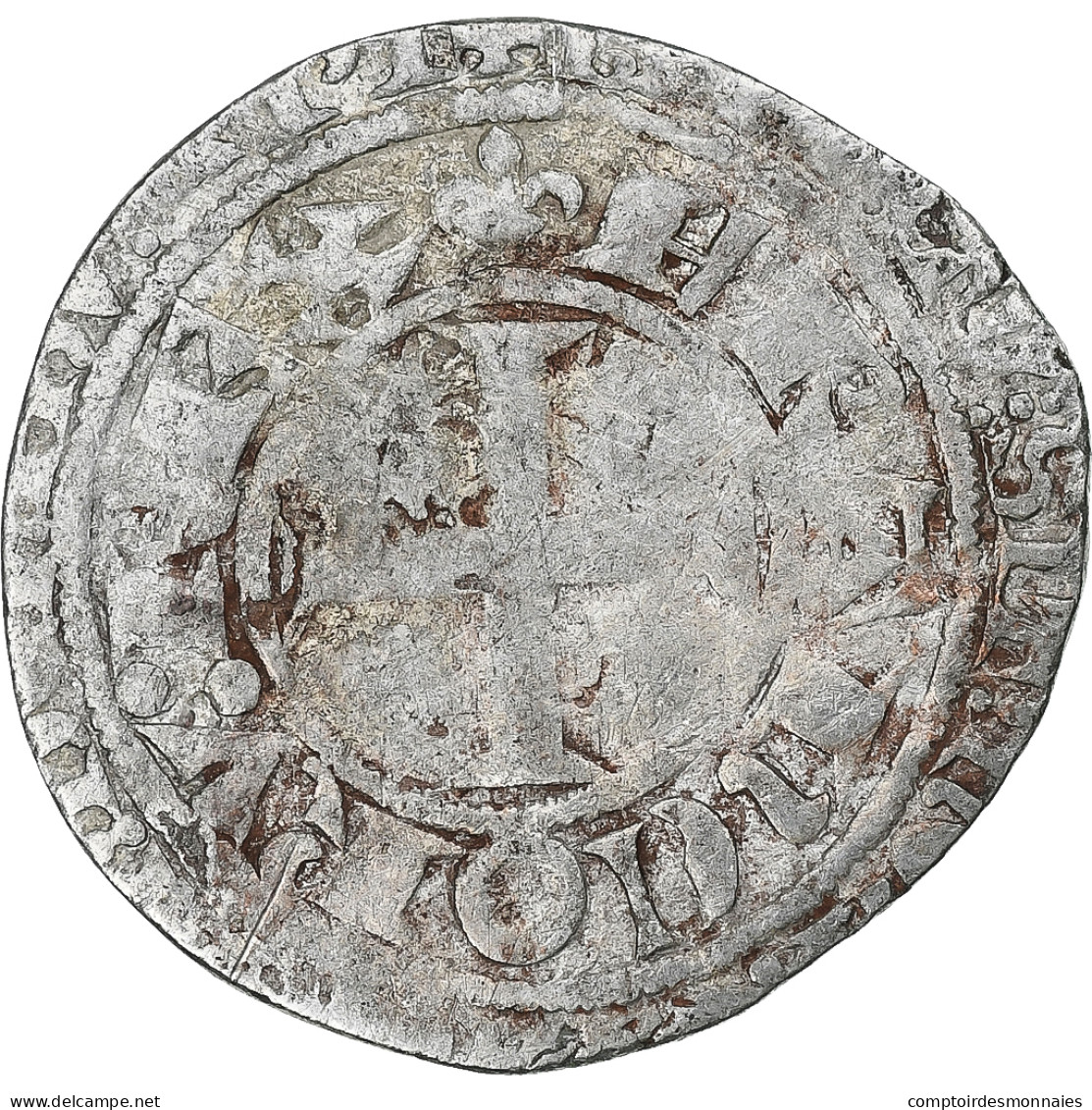 France, Charles V, Blanc Au K, 1365-1380, Billon, TB+, Duplessy:363 - 1364-1380 Karel V De Wijze