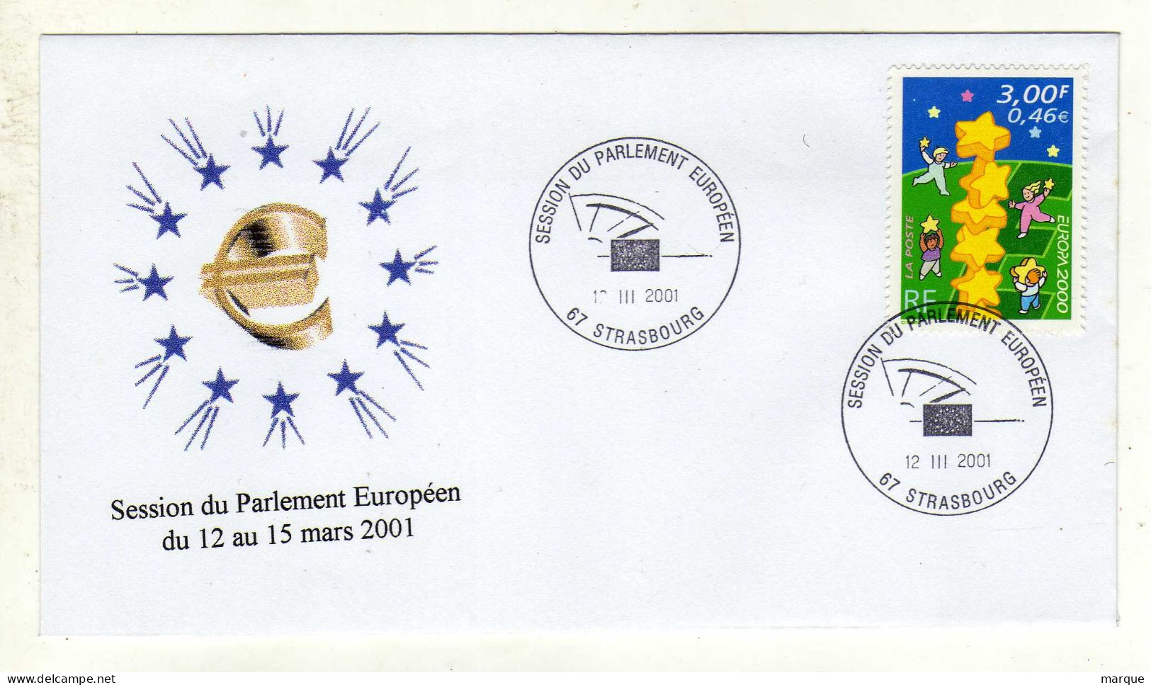 Enveloppe 1er Jour FRANCE Oblitération Session Du Parlement Européen STRASBOURG 17/03/2001 - 2000-2009