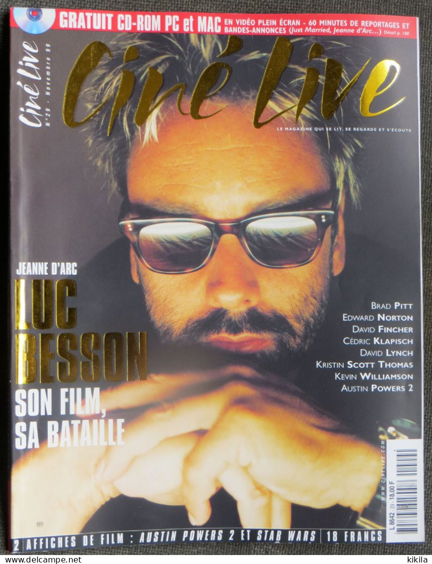 CINÉ LIVE N° 29 Novembre 1999 Magazine De Cinéma Luc Besson Jeanne D'Arc  Brad Pitt   Edward Norton  David Fincher * - Cinema