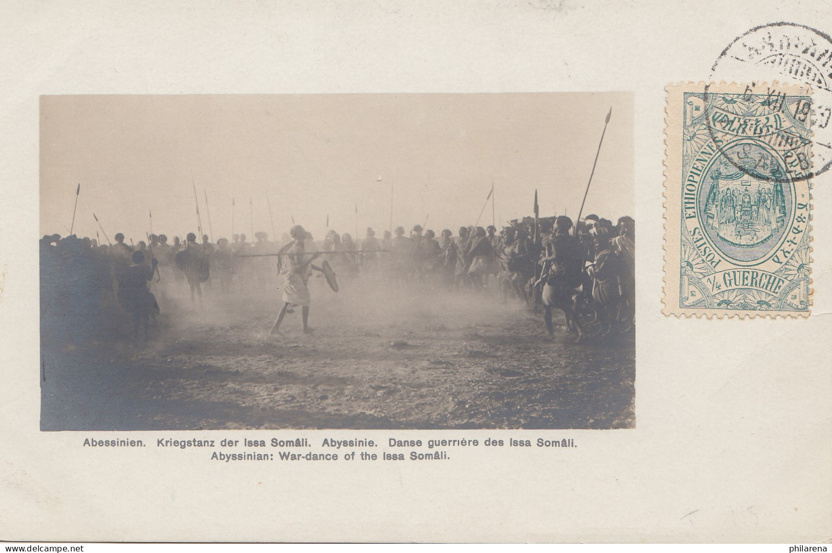 Äthiopien: 1914: Ansichtskarte Abesinien: Kriegstanz Somali, Verlag Adis-Ababa - Etiopia
