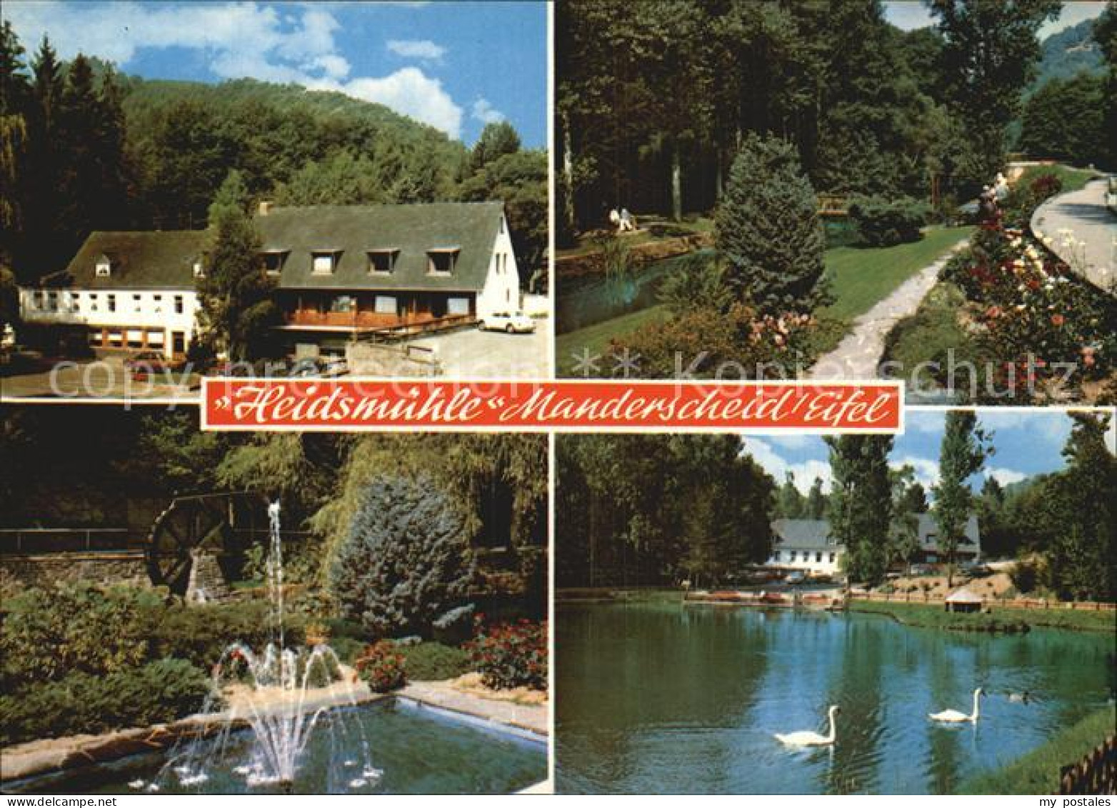 72583210 Manderscheid Eifel Hotel Cafe Restaurant Heidsmuehle Park Schwanenteich - Manderscheid