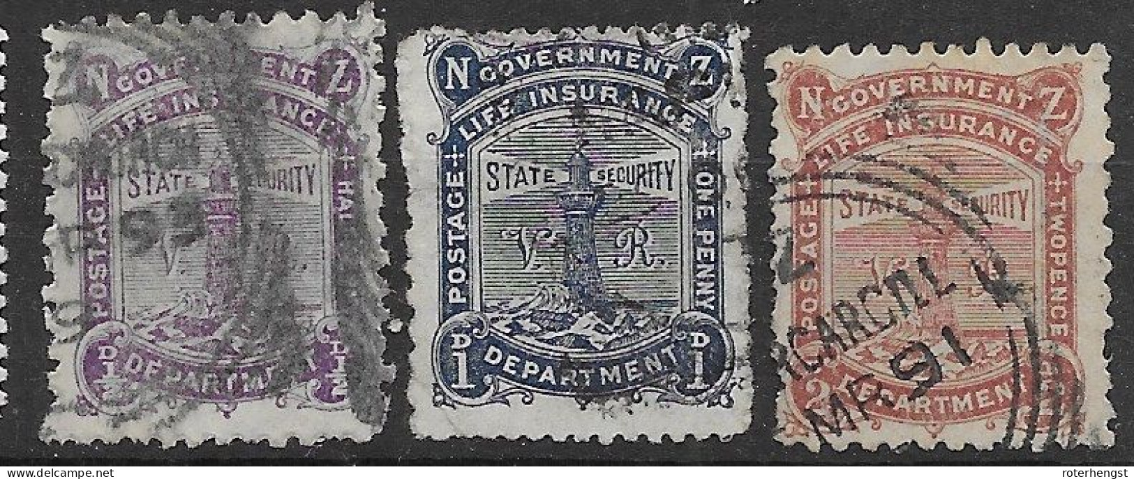 NZ Vfu 1902 Complete Lighthouse Set Better Perf 14:11 For The Blue Stamp 32 Euros - Service