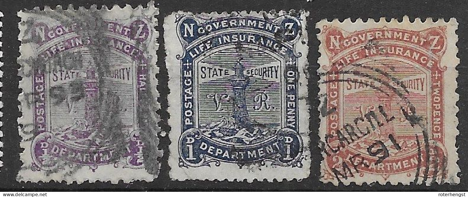 NZ Vfu 1902 Complete Lighthouse Set Better Perf 14:11 For The Blue Stamp 32 Euros - Dienstzegels