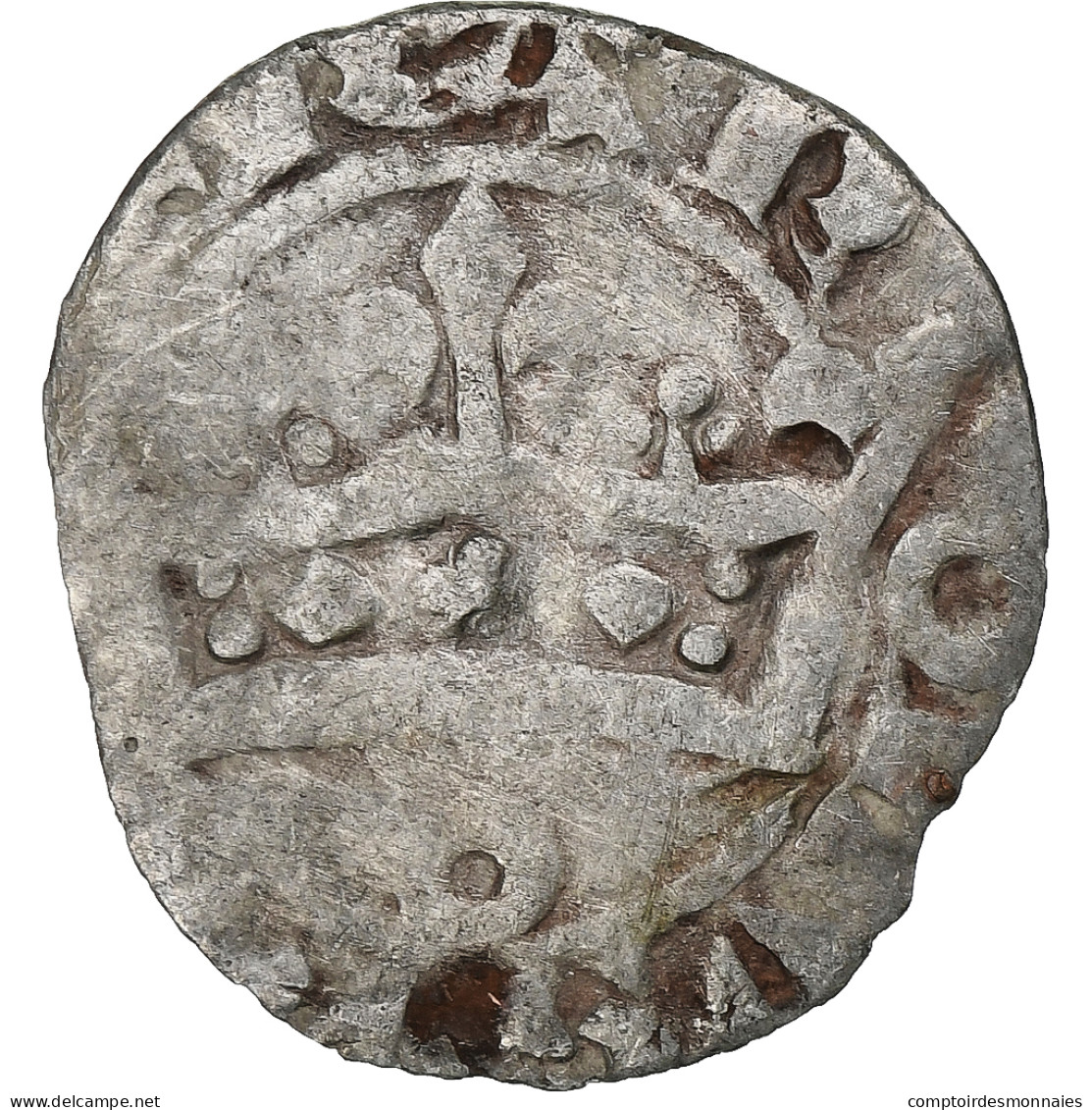 France, Charles IV, Double Parisis, 1323-1328, Billon, TB, Duplessy:244b - 1322-1328 Charles IV The Fair