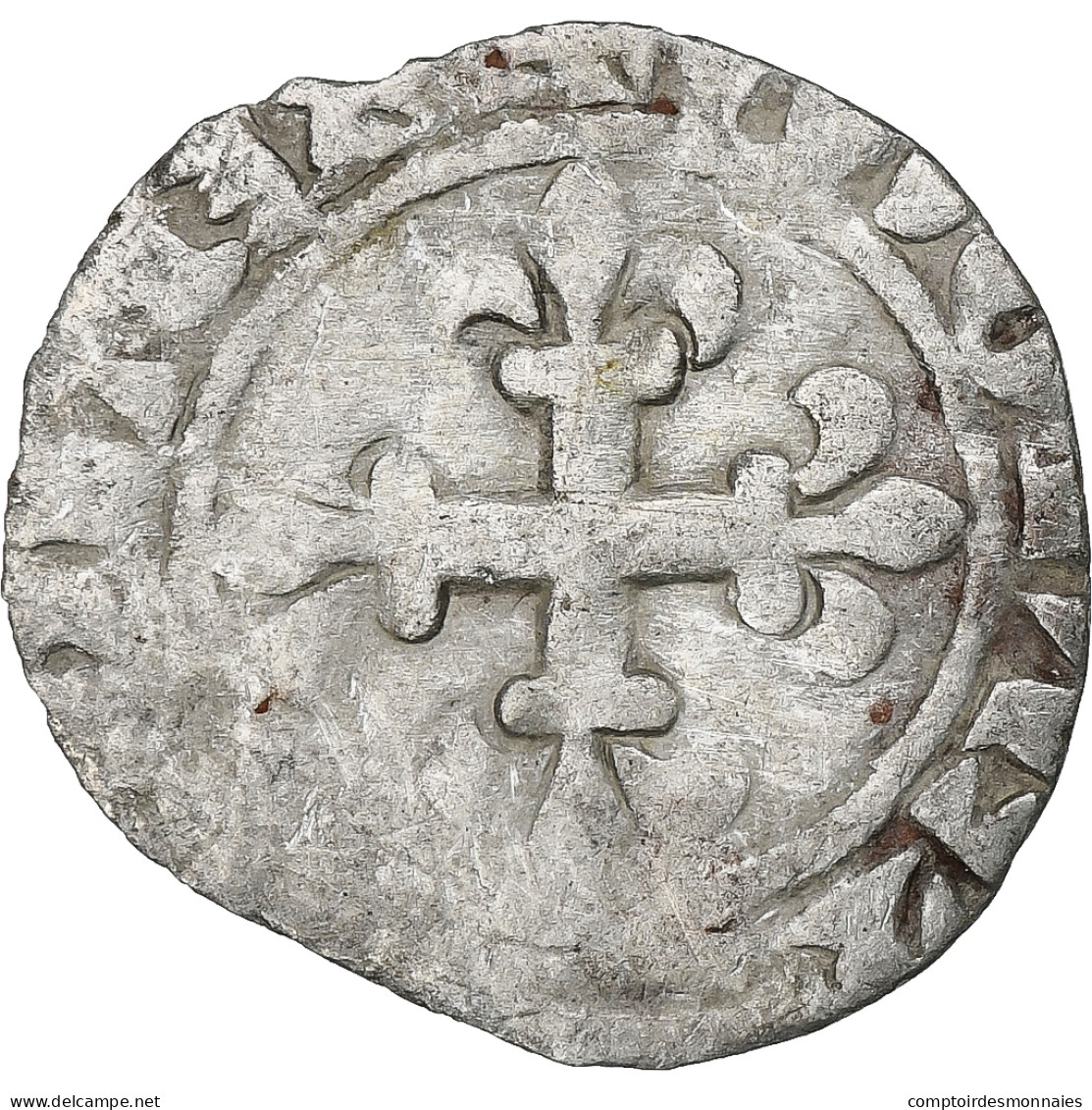 France, Charles IV, Double Parisis, 1323-1328, Billon, TB, Duplessy:244b - 1322-1328 Charles IV Le Bel