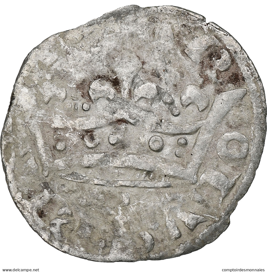 France, Charles IV, Double Parisis, 1323-1328, Billon, TB, Duplessy:244b - 1322-1328 Carlo IV Di Francia Il Bello