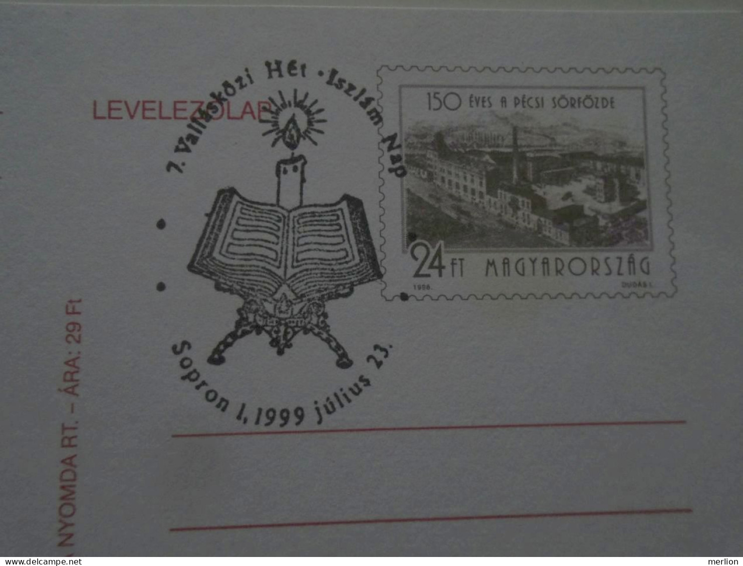 D201013   Hungary  Sopron  - Special Postmark - Interfaith Week Sopron - Islamic Day 1999 - Islam