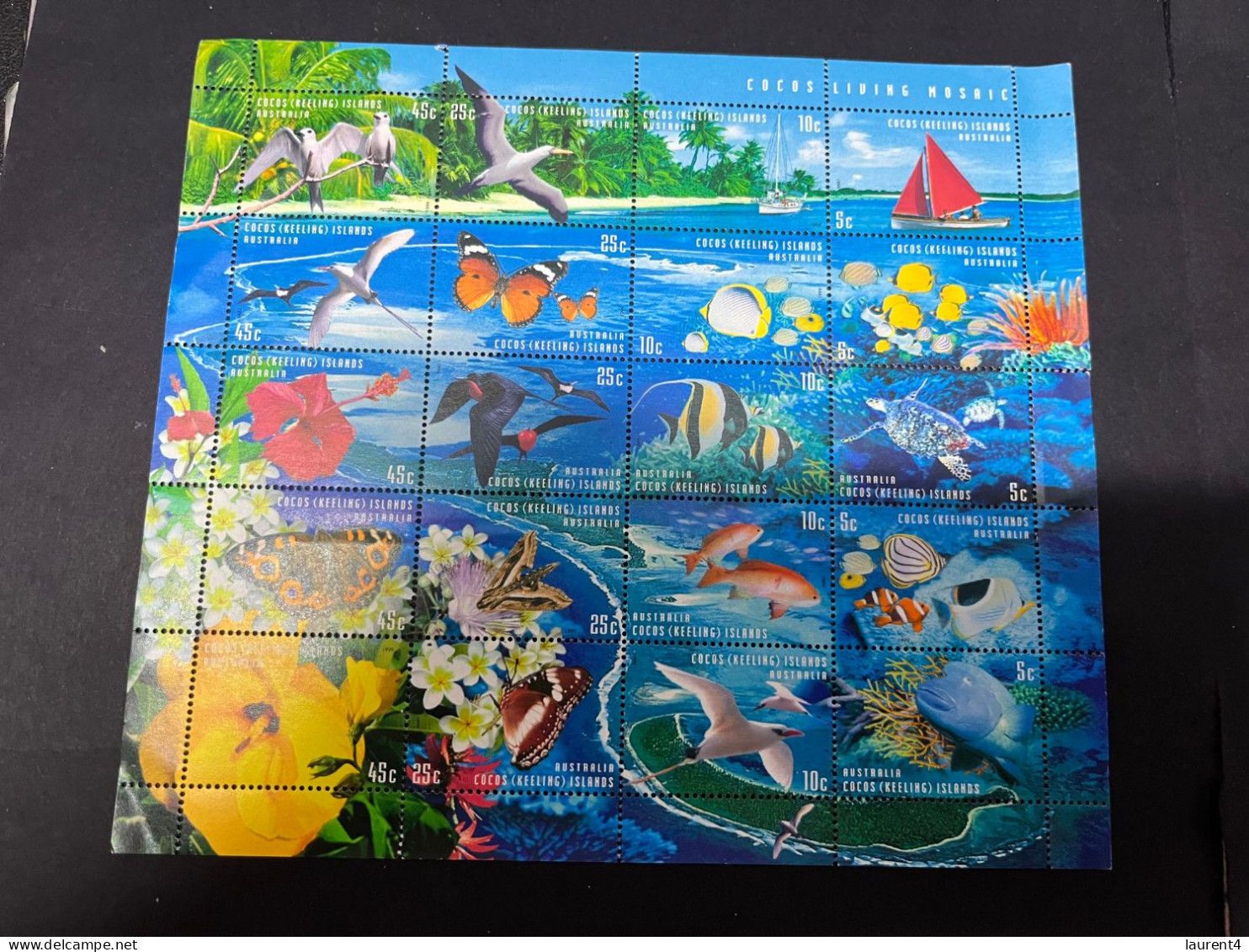 (STAMPS 18-2-2024) Australia Cocos (Keeling) Islands - Mint Mini-sheet Of Fish, Birds And Butterfly 20 Stamps - Kokosinseln (Keeling Islands)