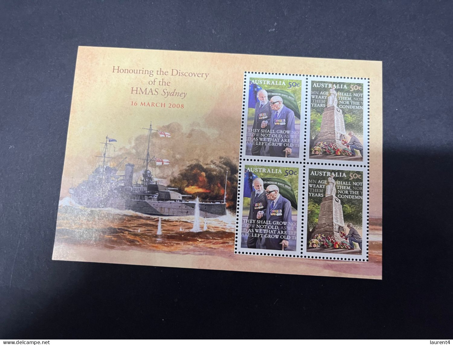 (STAMPS 18-2-2024) Australia - (sheetlet Of 4 Mint Stamps)  Honouring The Discovery Of HMAS Sydney - Ongebruikt