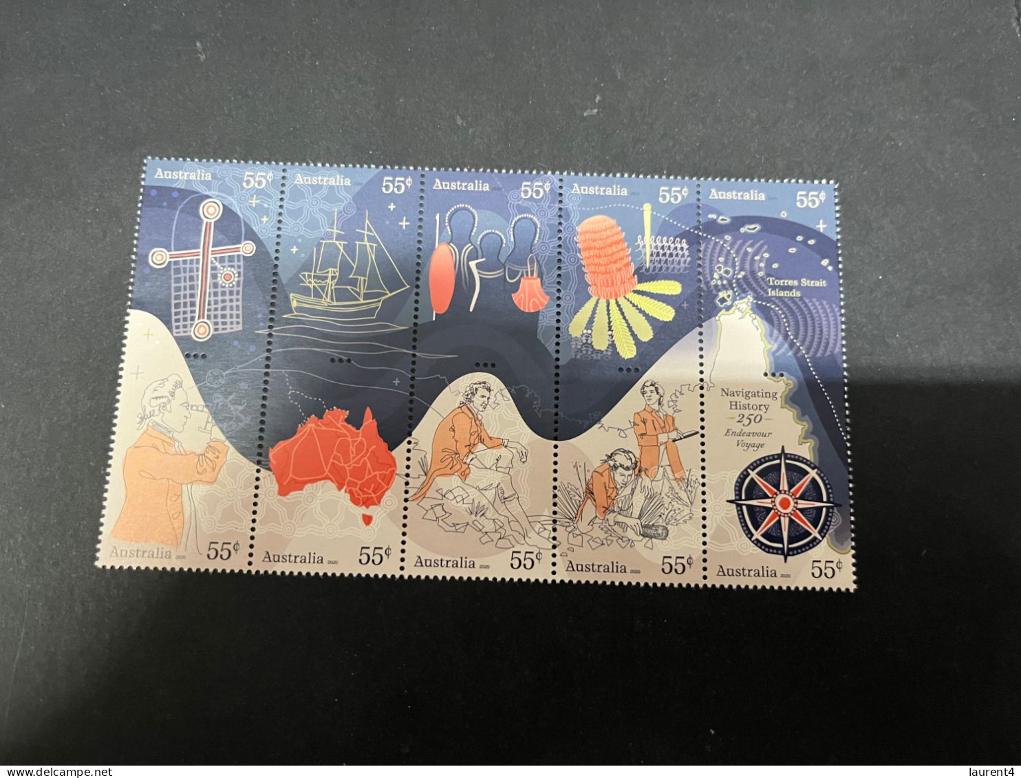 (STAMPS 18-2-2024) Australia - (sheetlet Of 10 Mint 50 Cents Stamps)  Captain Cook Navigating History 250 Years - Ungebraucht