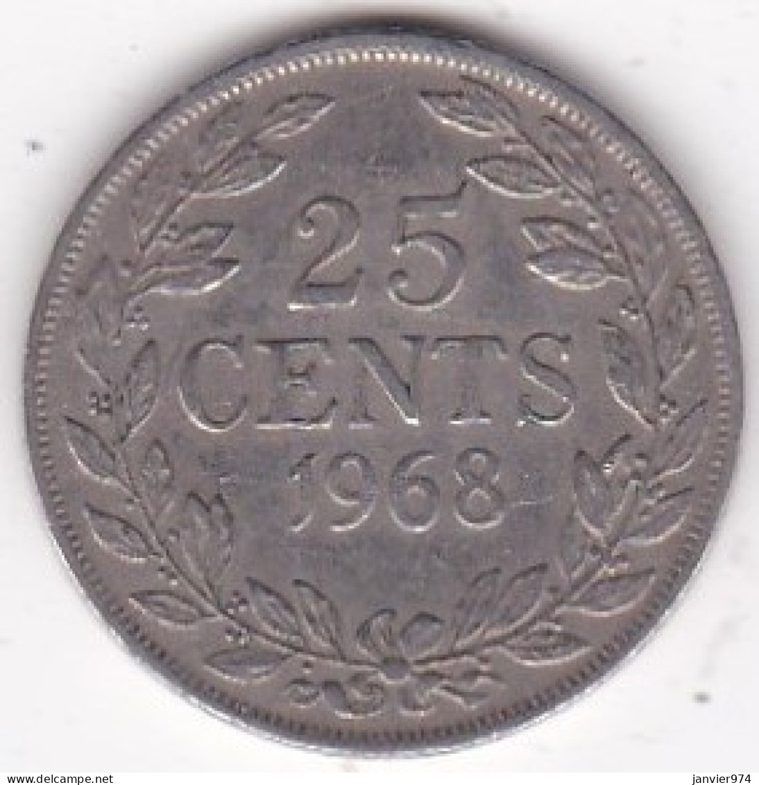 Liberia 25 Cents 1968, En Cupronickel, KM# 16a - Liberia