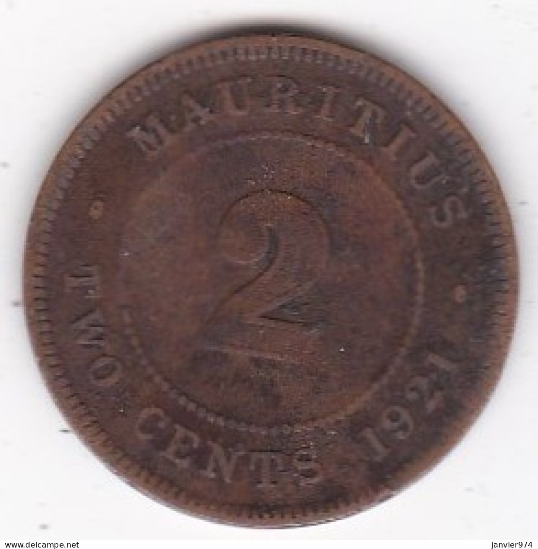 Ile Maurice 2 Cents 1921 , George V , En Bronze KM# 13 - Mauritius