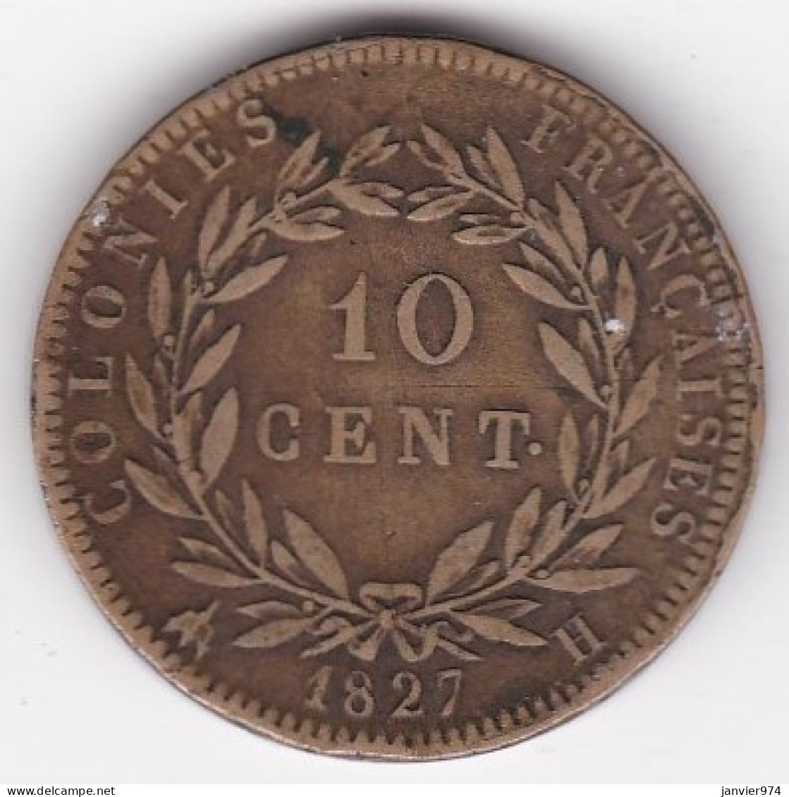 Emissions Generales Pour Les Colonies 10 Centimes 1827 H, CHARLES X, Pour La Martinique Et Guadeloupe, Lec# 305  - Colonie Francesi (1817-1844)