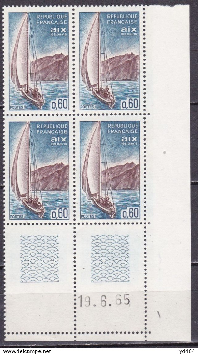 FR6735- FRANCE – PLATE BLOCKS – 1965 – AIX-LES-BAINS – Y&T # 1437 MNH - 1960-1969