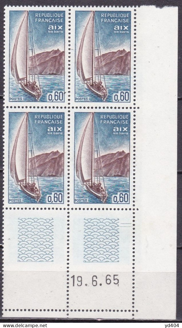 FR6736- FRANCE – PLATE BLOCKS – 1965 – AIX-LES-BAINS – Y&T # 1437 MNH - 1960-1969