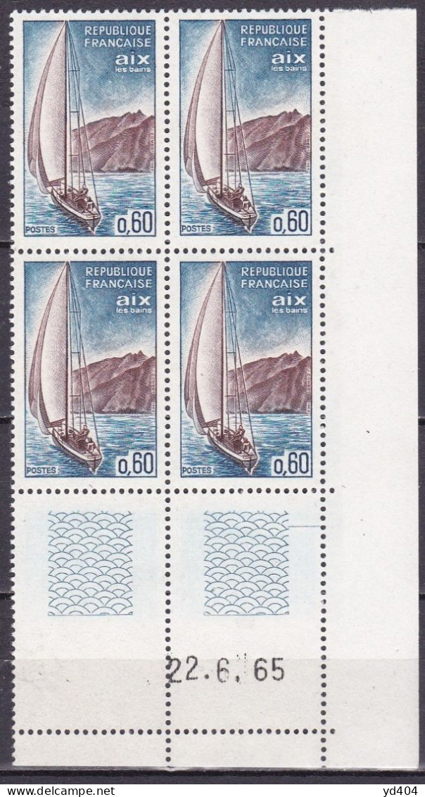 FR6737- FRANCE – PLATE BLOCKS – 1965 – AIX-LES-BAINS – Y&T # 1437 MNH - 1960-1969