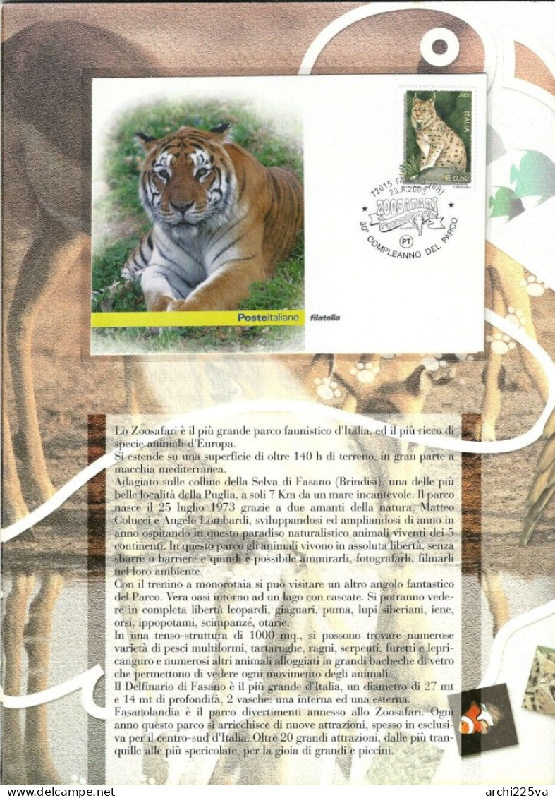 -  ITALIA 2003 - FOLDER - ZOO SAFARI Di FASANO - Animali - Cat. ? € - - Folder