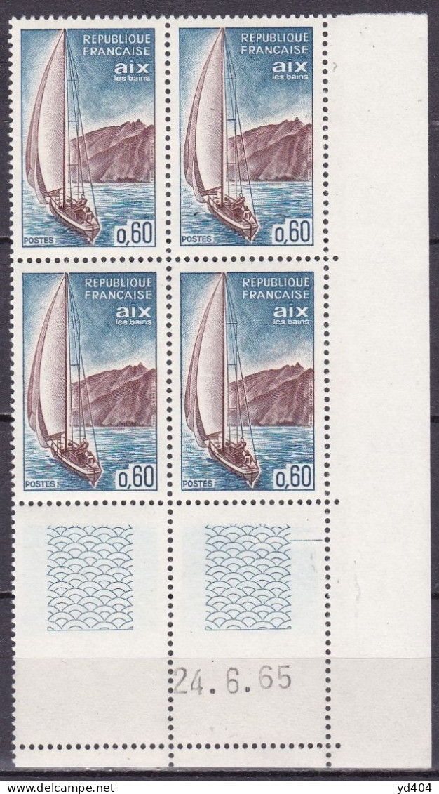 FR6739- FRANCE – PLATE BLOCKS – 1965 – AIX-LES-BAINS – Y&T # 1437 MNH - 1960-1969