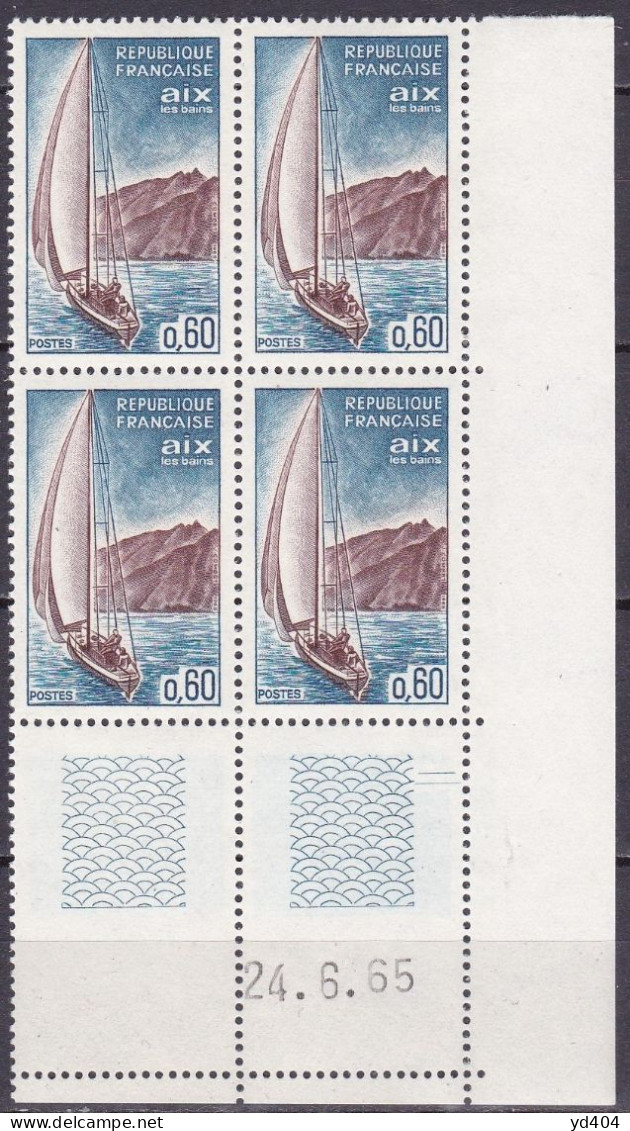 FR6740- FRANCE – PLATE BLOCKS – 1965 – AIX-LES-BAINS – Y&T # 1437 MNH - 1960-1969