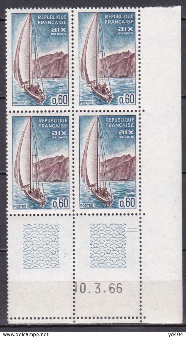 FR6745- FRANCE – PLATE BLOCKS – 1966 – AIX-LES-BAINS – Y&T # 1437 MNH - 1960-1969