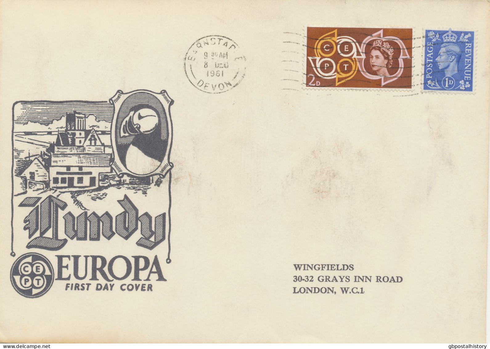 GB LUNDY 1961 Provisional EUROPA Issue (set 7 Values) On Superb FDC - Errors, Freaks & Oddities (EFOs