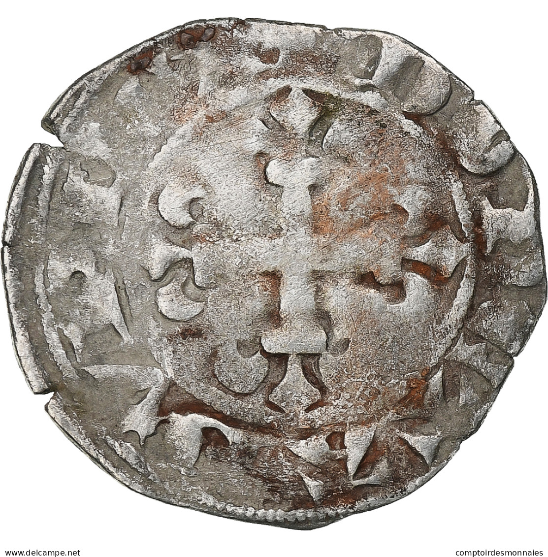 France, Charles IV, Double Parisis, 1323-1328, Billon, TB, Duplessy:244b - 1322-1328 Charles IV The Fair