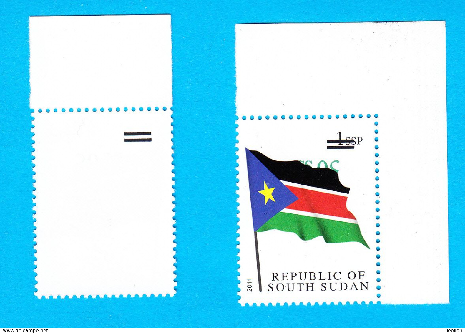 SOUTH SUDAN Surcharged Overprints ERROR INVERTED 50 SP On 1 SSP National Flag Stamp SOUDAN Du Sud Südsudan - Francobolli