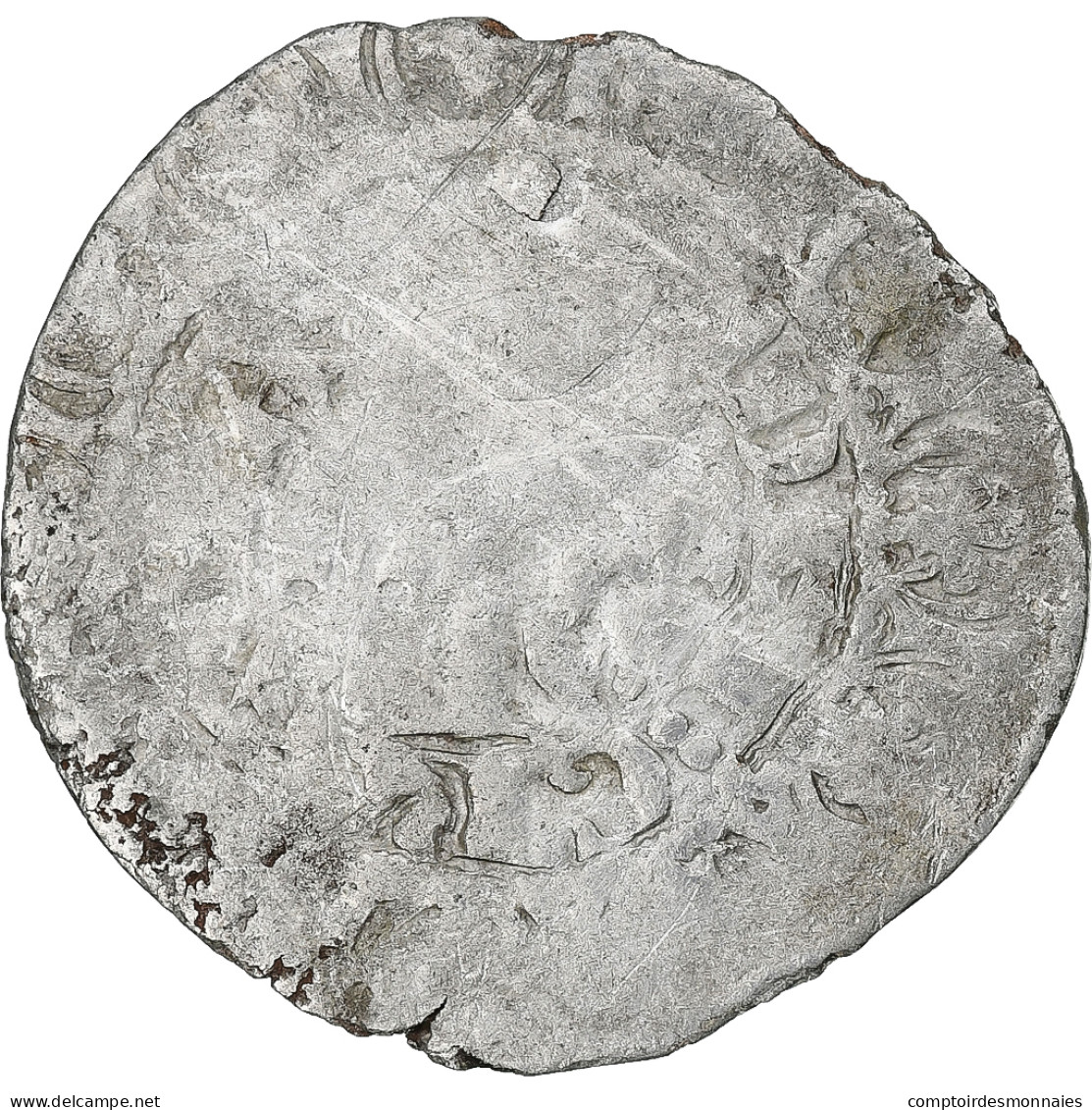 France, Charles V, Blanc Au K, 1365-1380, Billon, TB, Duplessy:363 - 1364-1380 Carlos V El Sabio